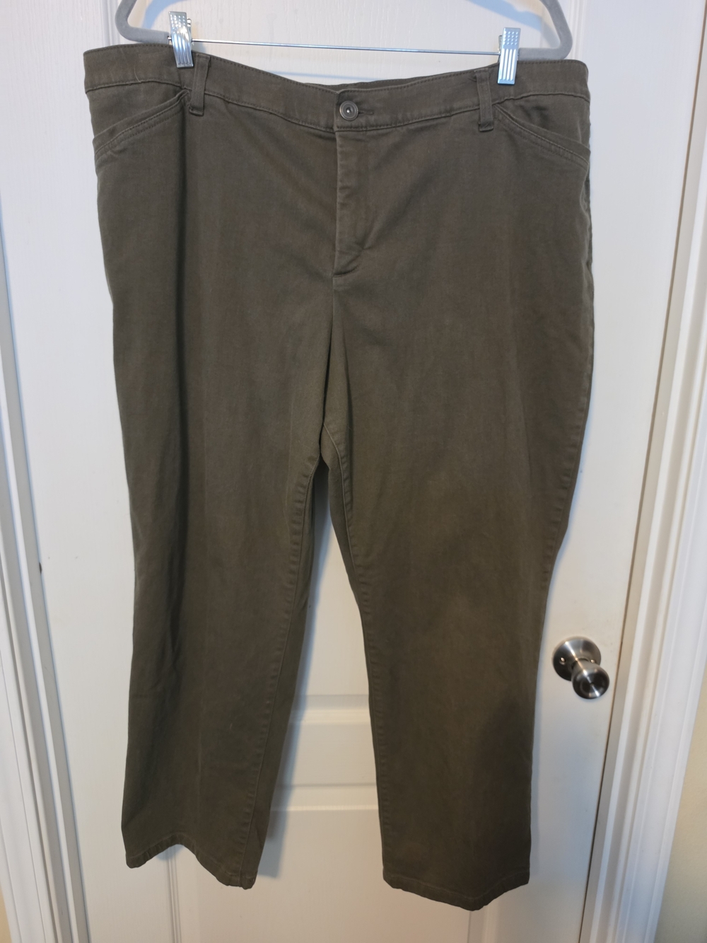 CJ Banks Olive Straight-Leg Pants